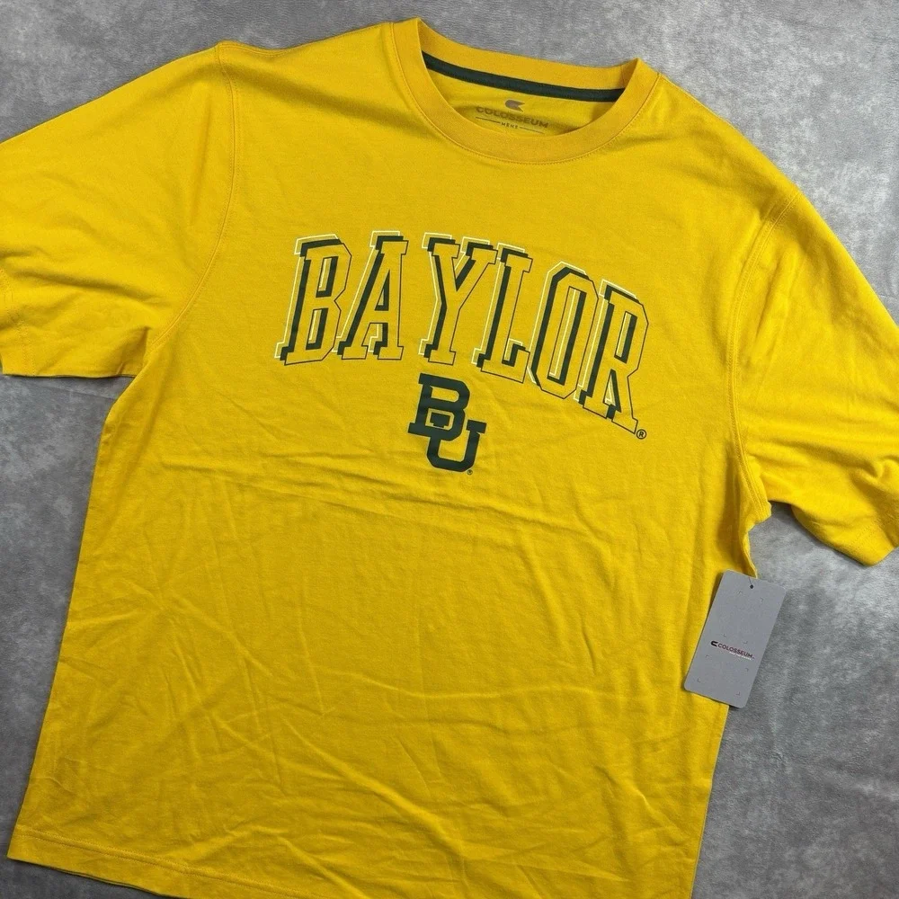 Baylor Bears T Shirt Mens L Yellow College Stretch Performance NEW